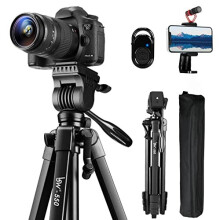 Tripod 60Inch Camera Tripod Aluminum for Canon Nikon Sony with Fluid Head Carry Bag Lusweimi Lightweight Phone Tripod For iPhone14 Pro With Rotatable