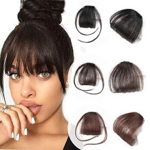 Clip In Fringe Front Hairpiece Topper for Women Available in Black Dark Brown or Light Brown With or Without Sideburns Clip in Bangs Dark Brown with