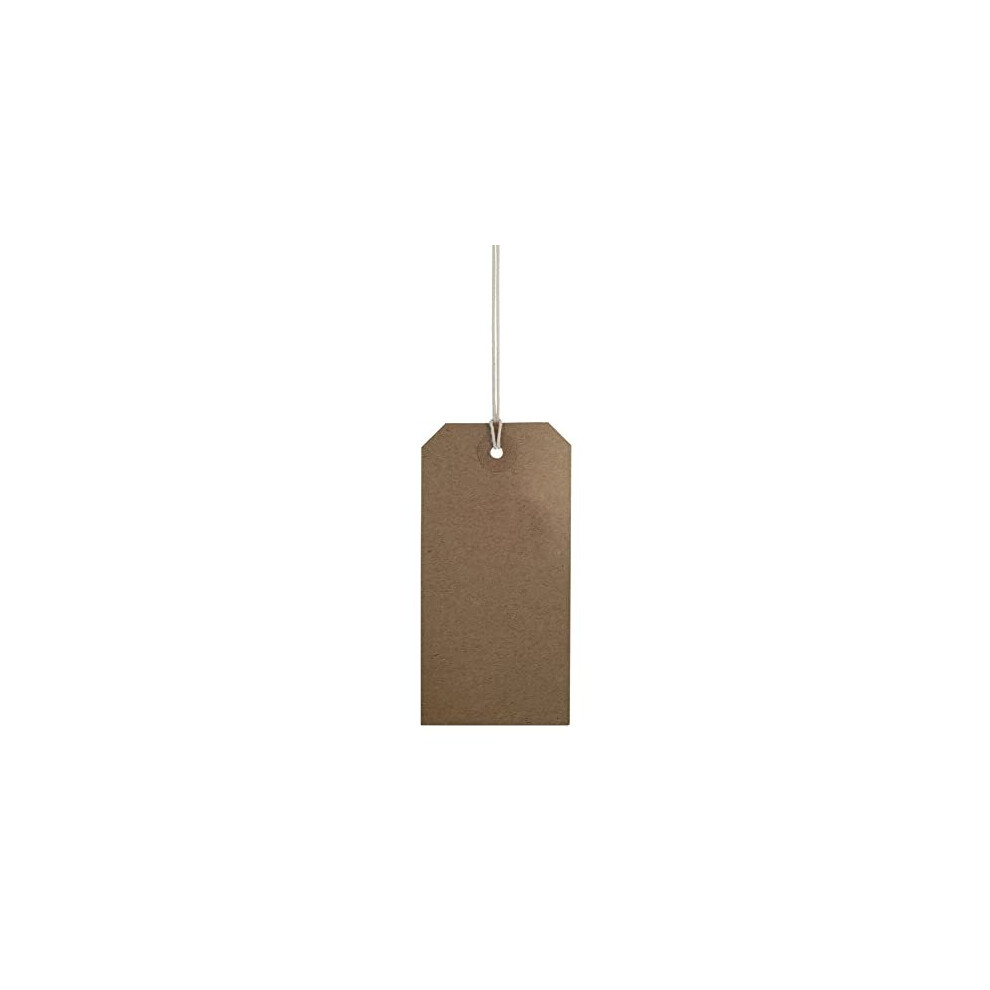 Strung Tags Brown Reinforced Card Clothing Parcel Label String Hanging Gift Swing Tickets Kraft Hang Price Labelling 120mm x 60mm Pack of 100