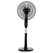 Height Tilt Angle Adjustable Oscillating Digital Dual 3Blade 3Speed Standing Pedestal Fan with Remote Control Black
