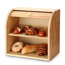 2Layer Bamboo Bread Bin with Removable Layer Self Assembly