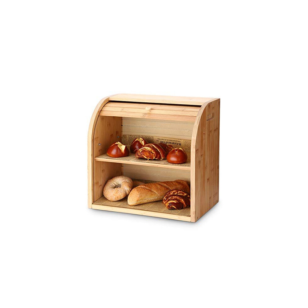 G.a Homefavor 2Layer Bamboo Bread Bin With Removable Layer Self Assembly