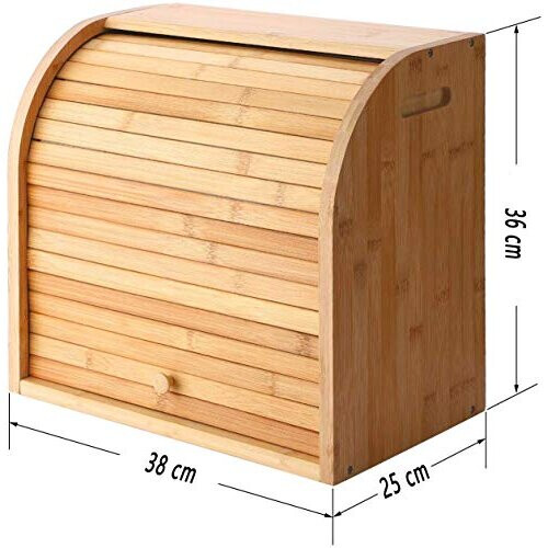 2Layer Bamboo Bread Bin with Removable Layer Self Assembly 1