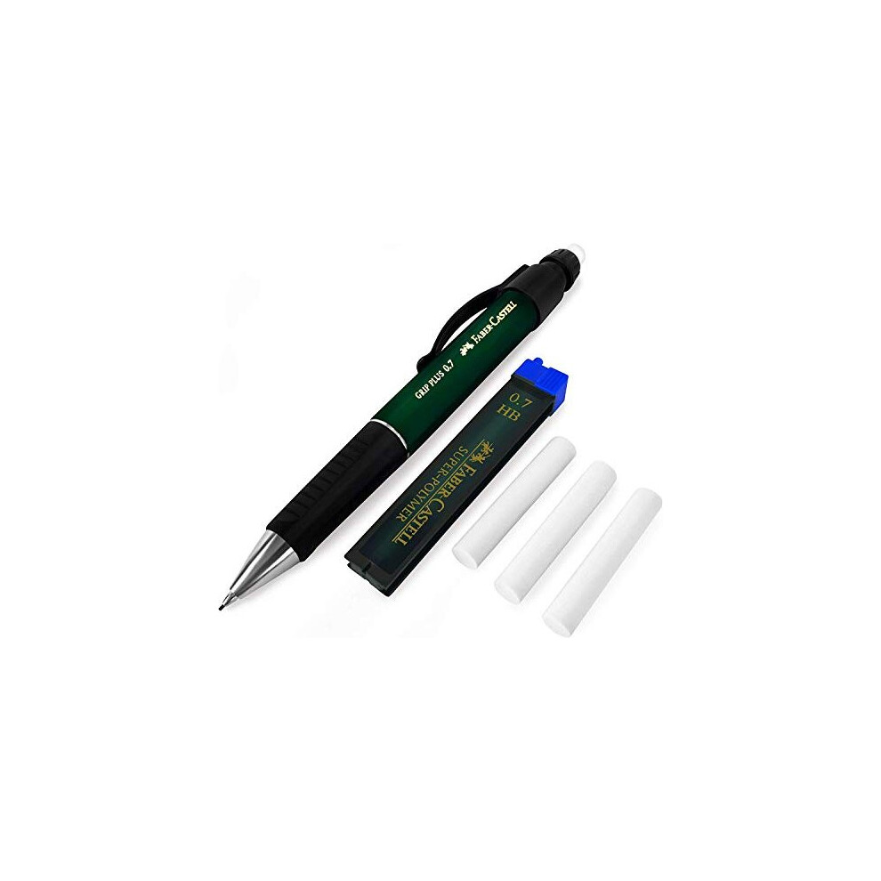 Grip Plus Mechanical Pencil 07mm Green Barrel SuperPolymer 07mm HB Leads Eraser Refills