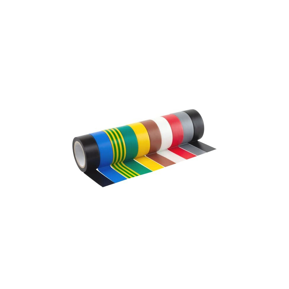 Mixed Colour Electrical Tape 19Mm X 5M Strong Selfadhesive Pvc Insulation Tape For Insulating Repairing And Protecting Electrical Wires 10 Rolls 5060479017324