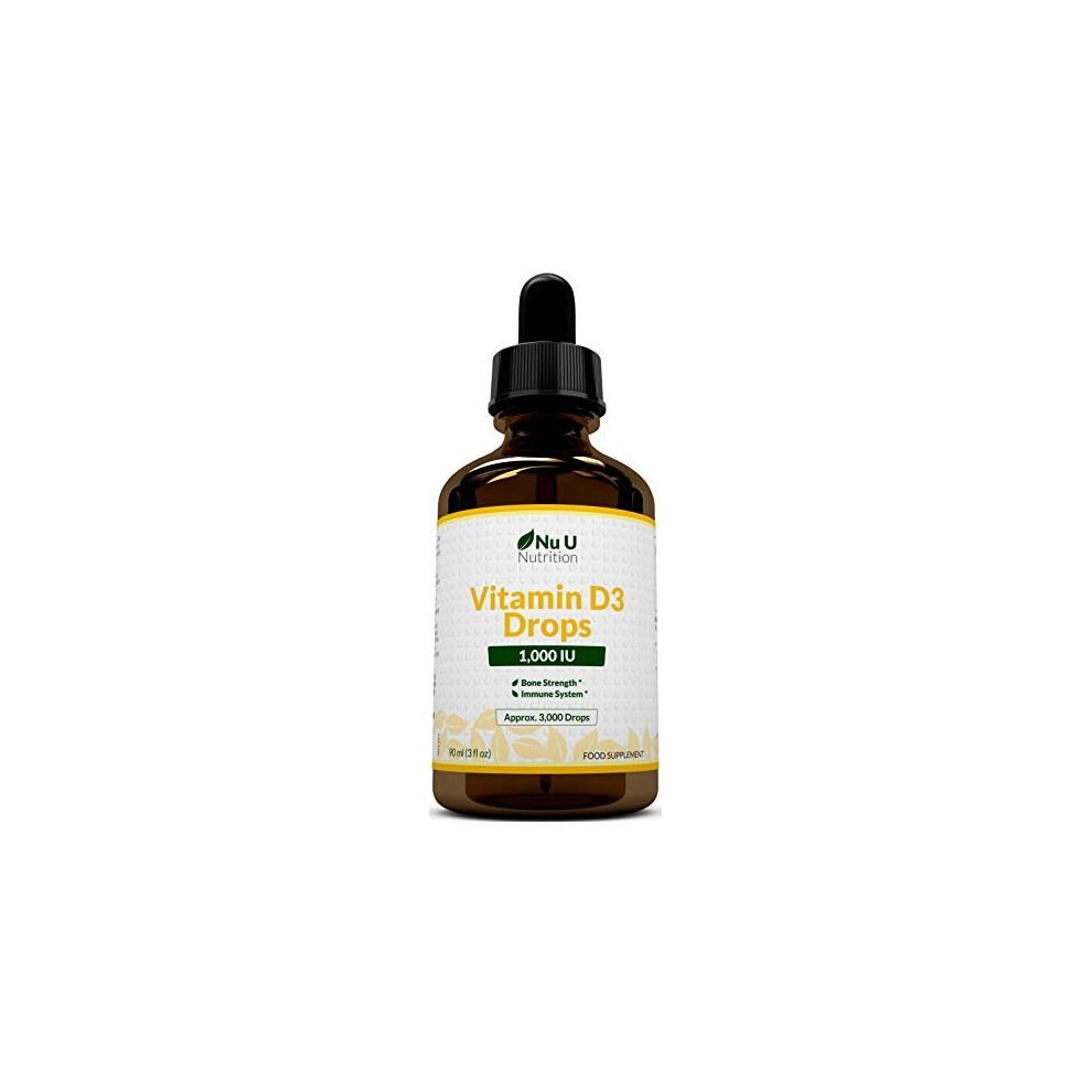 Vitamin D Drops 1000 IU 10000 IU per 10 Drops 50 More 90ml Equivalent to 3000 Drops High Strength Liquid D3 in MCT Oil with Flexible Dosage High