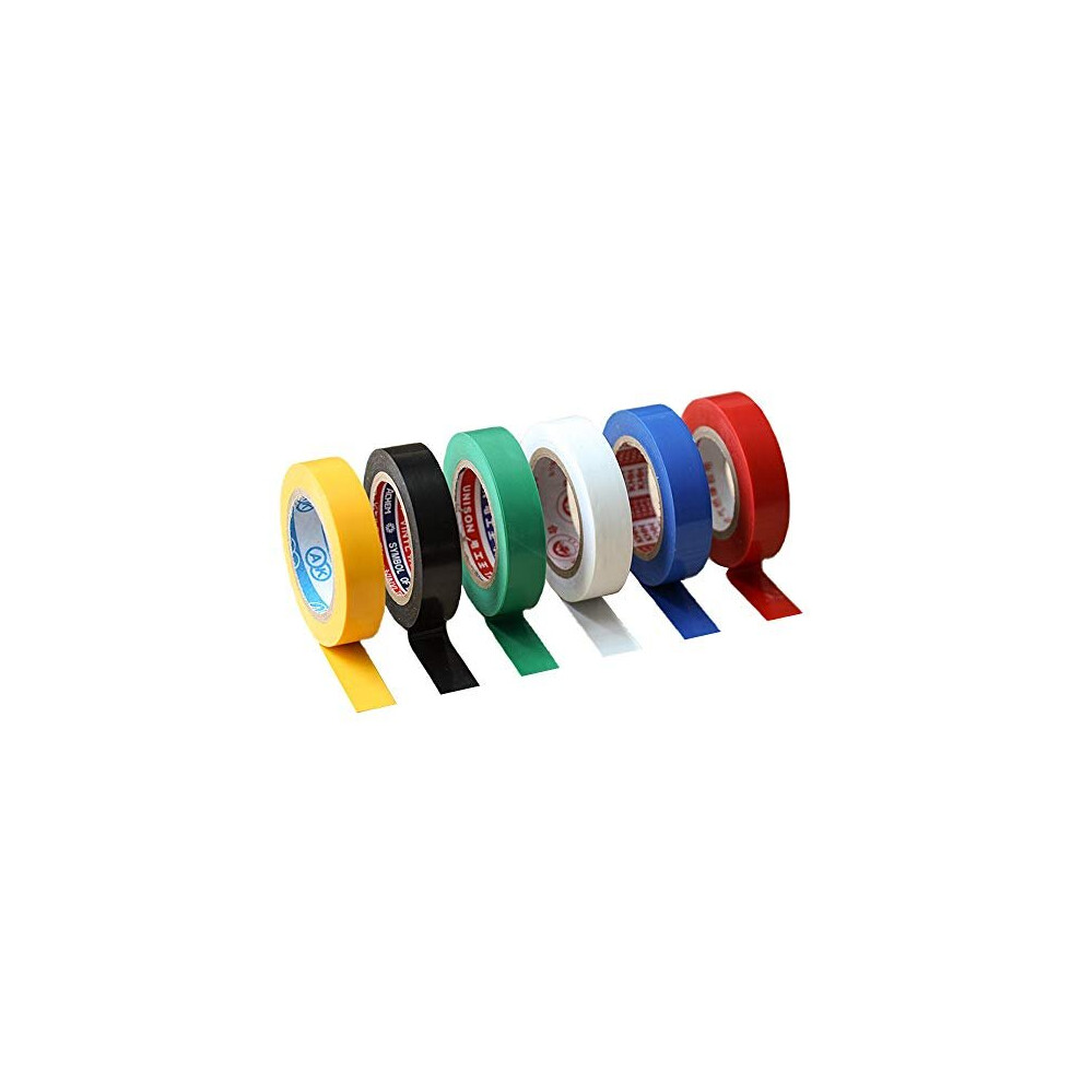 Vicomea 6 Pack Pvc Electrical Insulation Tape Adhesive Gaffer Tape 10M X 16Mm In 6 Mixed Colour 617201209318