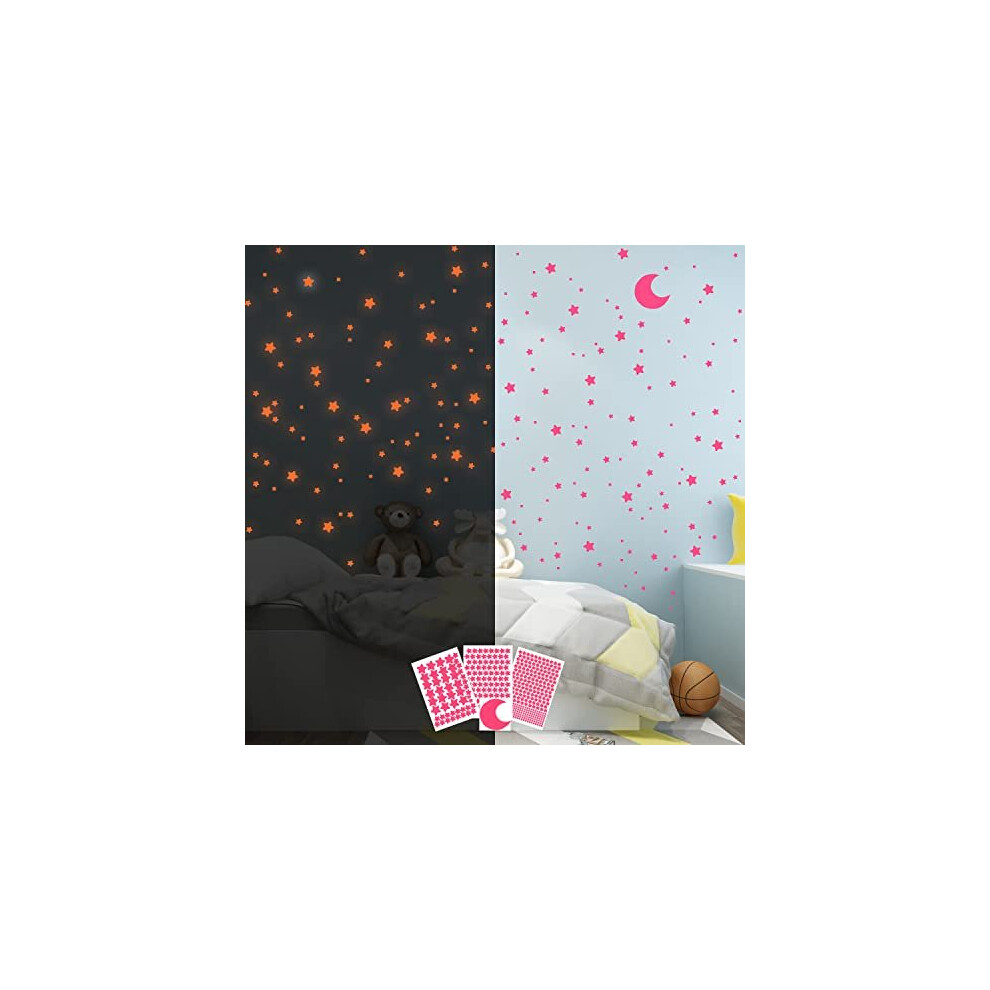 Glow In The Stars Decals Decor For Ceiling Starry Sky Shining Decoration Perfect For Kids Bedroom Bedding Room Gifts Pink/Dark Glocarnival