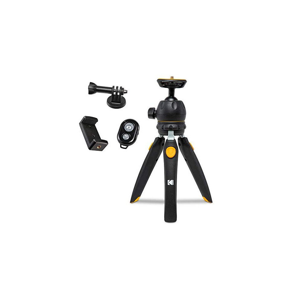 PhotoGear Mini Adjustable Tripod with Remote 360 Ball Head Compact 9 Tabletop Tripod11 Selfie Stick 5Position Legs Rubber Feet Smartphone Action