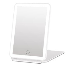 LED Travel Makeup Mirror Rechargeable Portable USB Vanity Mirror with 3 Color 72 LED LightingTouch Sensor Dimming Portable Tabletop Cosmetic Mirror