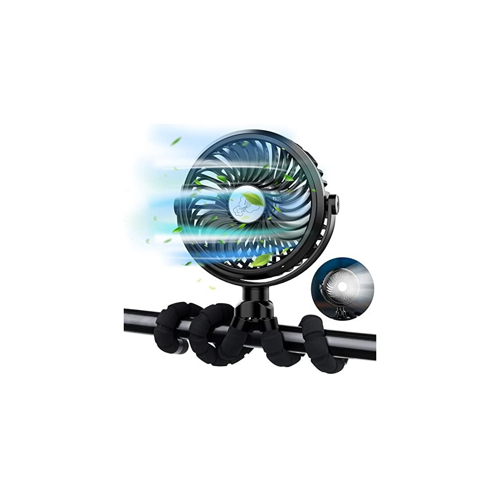 Fita Desk Fan Usb Stroller Fan 3 Speeds Adjustable Handheld Portable Fan With Flexible Tripod 360 Rotating Battery Powered Cooling Pram Fan Pushchair Fan