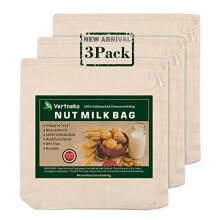 Nut Milk Bag Reusable 3 Pack 12 x 12 All Natural Cheesecloth Bags 100 Unbleached Cotton Cloth Bags Strainer for Straining AlmondSoy Milk Greek Yogurt
