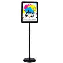 A4 Sign Stand Floor Sign Holder Both Vertical Horizontal View DisplayedSnapOpen Frame with Safety Corner for School Church Business ShowBlack