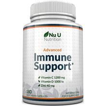 Immune Support Vitamin C 1200mg and Zinc 40mg Vitamin D3 1000IU 180 Vegetarian Capsules 3 Month Supply Made in The UK by Nu U Nutrition