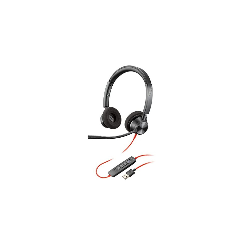 Blackwire 3320 USBA Poly Wired DualEar Stereo Headset with Boom Mic USBA to connect to your PC andor Mac Works with Teams Zoom more