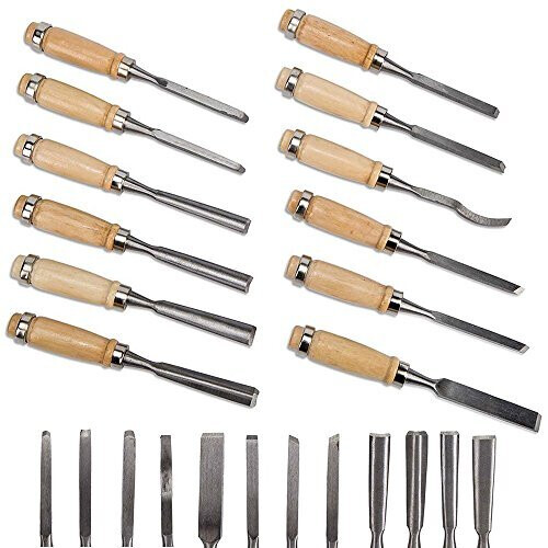 Professional Wood Carving Chisel Set 12 Piece Sharp Woodworking Tools wCarrying Case Great for Beginners 1