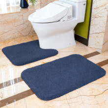 Non Slip Bath Mat Set 2 Piece Thickened Bathroom Mat Set Absorbent Ultra Soft Bath and Pedestal Toilet Mat Set Fluffy Microfiber Toilet Rug 50 x 80cm