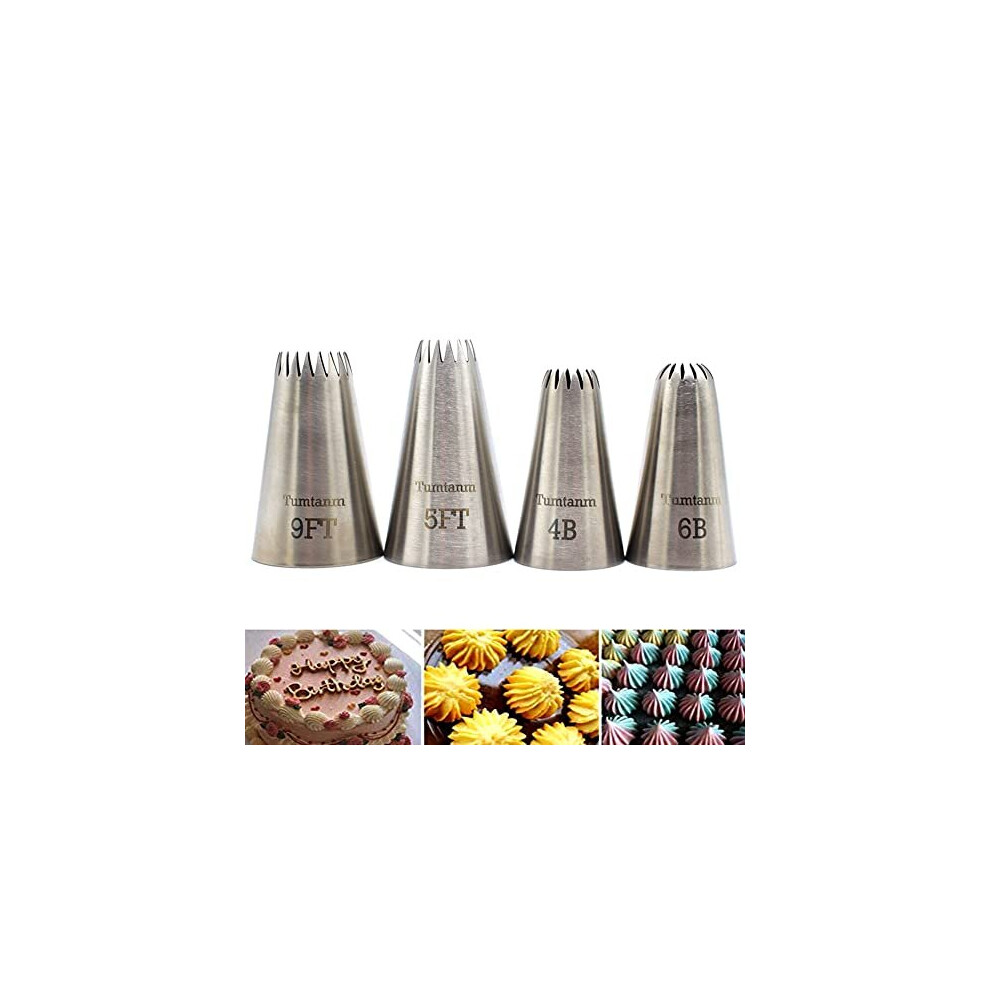 Large Cake Decorating Piping Tips 4 Pack Stainless Steel Piping Nozzle Cake Decorating Pastry Tips Tool