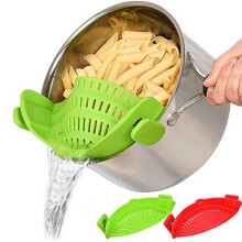 Snap Strainer 2 PACK Silicone Food Strainers Heat Resistant Clip On Strain Strainer Rice Colander Kitchen Gadgets Drainer Hands For Pasta Spaghetti