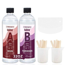 Epoxy Resin1000ml32oz Clear Crystal Resin Coating Kit2 Part Casting Resin with Sticks Graduated Cups and Plastic Scrapers for Art Craft Jewelry Making