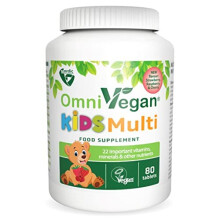 OmniVegan Kids Multivitamin 22 Vitamins Minerals 80 Vegan Chewable Tablets Natural Mixed Berry Flavour Aged 310 Years Nordic Quality