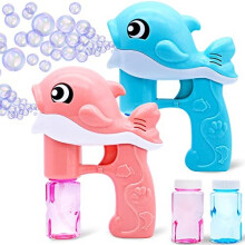JOYIN 2 Bubble Guns Kit Whale Automatisk Bubble Maker blsermaskine med 4 lsninger til brn Sommerlegetj Fdselsdag Udendrs og indendrs aktiv