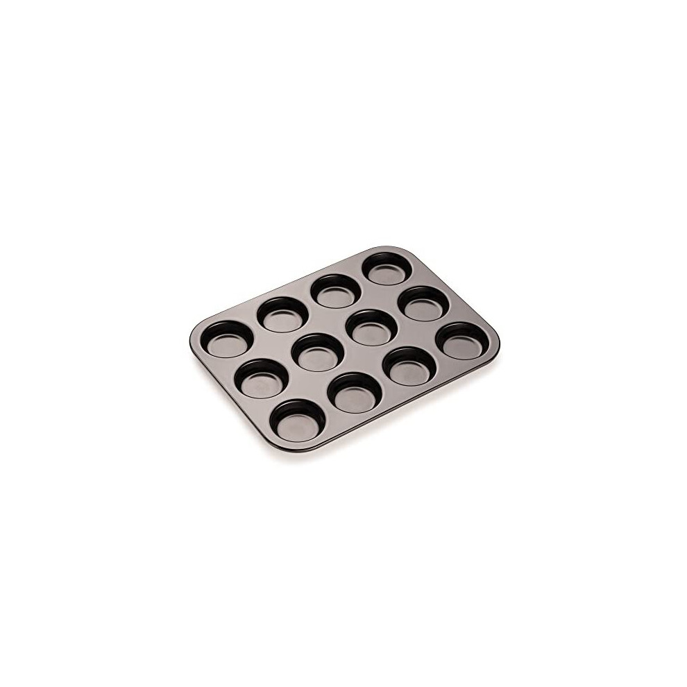 Toughened Shallow Bun Tray Bun Tins for Baking 12 Non Stick Easy Use Baking Tin for Cupcakes Jam Tarts 10 Year Guarantee Cupcake Jam Tart Baking Trays