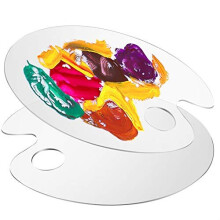 2 Packs Clear Acrylic Paint Palette Clear Oval NonStick Oil Paint Palette for Watercolor Gouache Oil Painting Art Paint Tray with Protective Film for