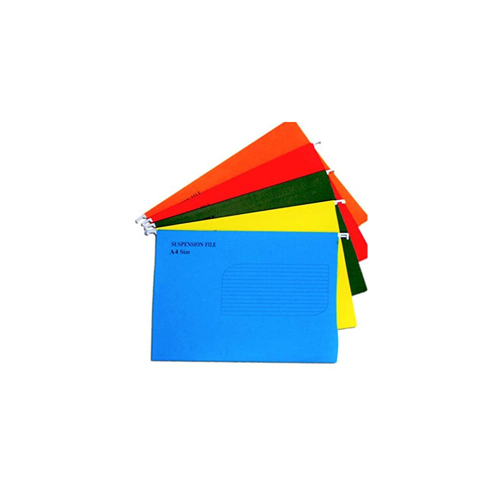 Kaheign 25Pcs A4 Suspension Files 5 Colours Heavyweight Folder Reinforced Top And Bottom Hanging File Folders For School Office Stationery A4 Filing Cabinets