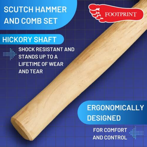 Footprint Scutch Hammer and Combs Set MasonryBricklaying Tools Double Ended 5 Combs Included Comfortable Hickory Handle Essential Builders Hand Tools for a 2