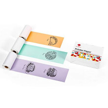 Paper for M02 M02S M02PRO M03 M03AS M04S M04AS Pocket Mini Printer Black Printout on Mint GreenPurpleOrange Sticker Paper 53mm x 35m Diameter 30mm 3
