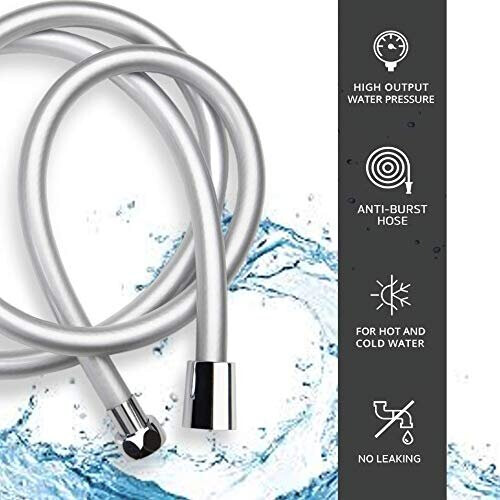 PVC Shower Hose 2m Strong AntiBurst Universal Standard Fitting Easy Replacement 1