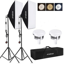 Softbox Photography Lighting Kit 85W LED Light 2 50x70cm Softbox 2 2M Light Stand 2 Remote Control 2 Carry Bag 1 for Studio Portrait Product Photo