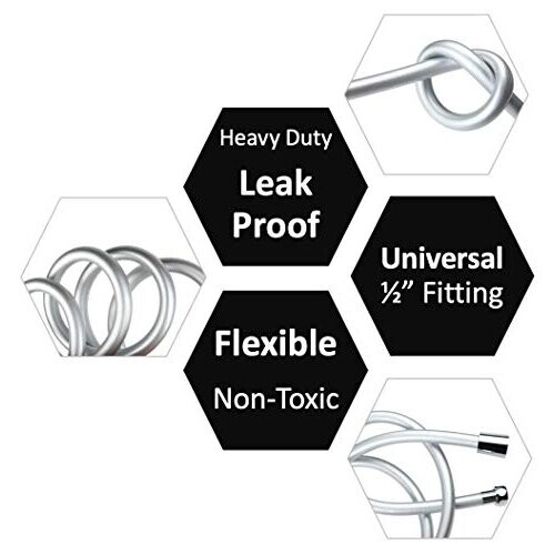 PVC Shower Hose 2m Strong AntiBurst Universal Standard Fitting Easy Replacement 2