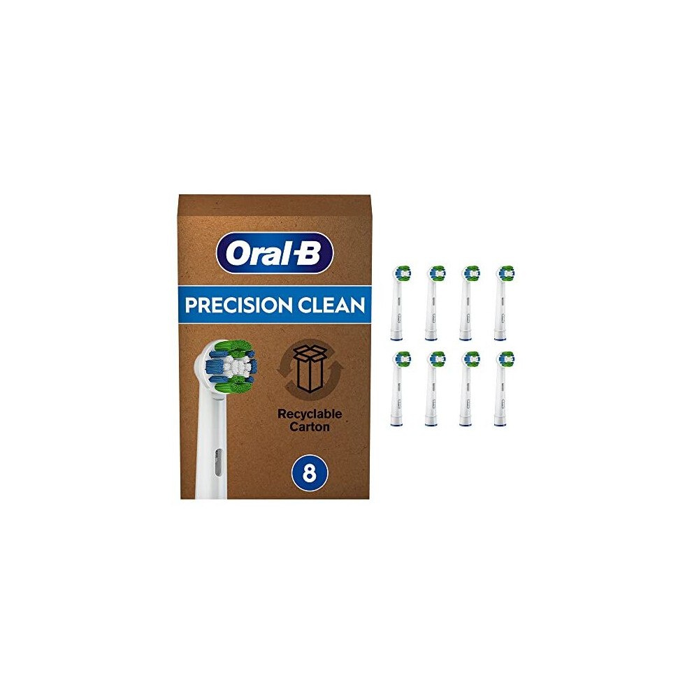 Oral-B White Precision Clean Electric Toothbrush Head With Cleanmaximiser Technology Excess Plaque Remover Pack Of 8 Suitable For Mailbox