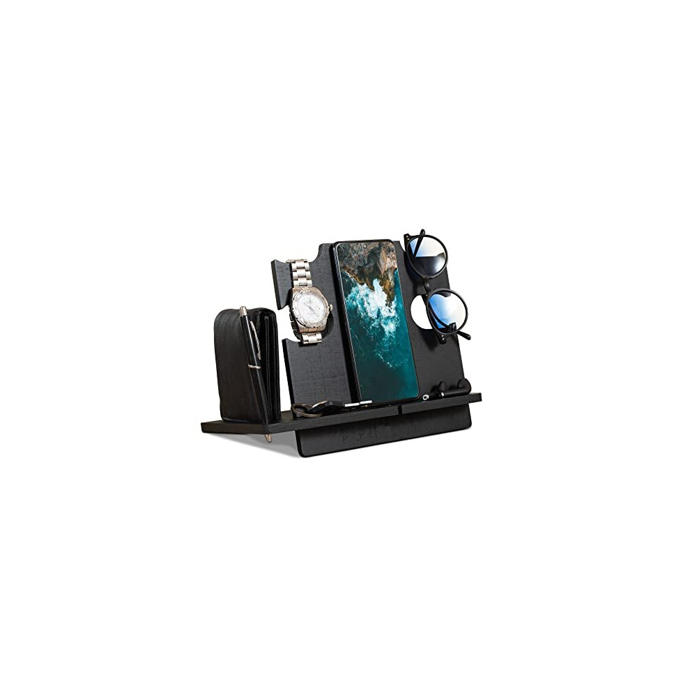 Lac Wooden Docking Station For Men Valentines Gifts For Him Wood Phone Holder Bedside Organiser Mens Gifts For Birthday Husband Gift Desk Accessories 8056234980030