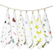 7 Pack Baby Muslin Washcloths Newborn Baby Face Towel Drool Bib Wash Cloths Handkerchief Saliva Wipes for Toddlers Boys Girls