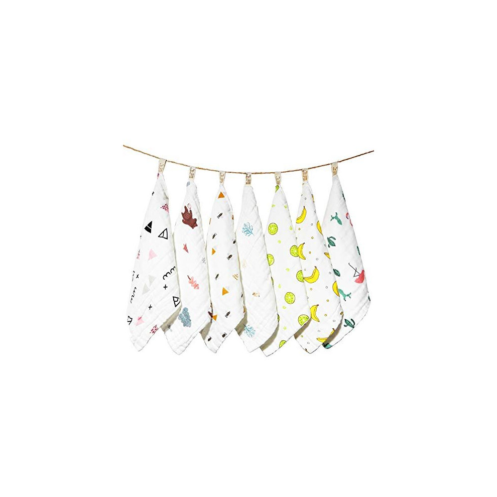 7 Pack Baby Muslin Washcloths Newborn Baby Face Towel Drool Bib Wash Cloths Handkerchief Saliva Wipes For Toddlers Boys Girls Alboyi