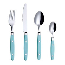 Cutlery Set 24pcs Stainless Steel with Rivet Craft HandlesRetro Style Flatware 6 x Dinner Forks 6 x DinnerKnives 6 x Table Spoons 6 x Tea Spoons
