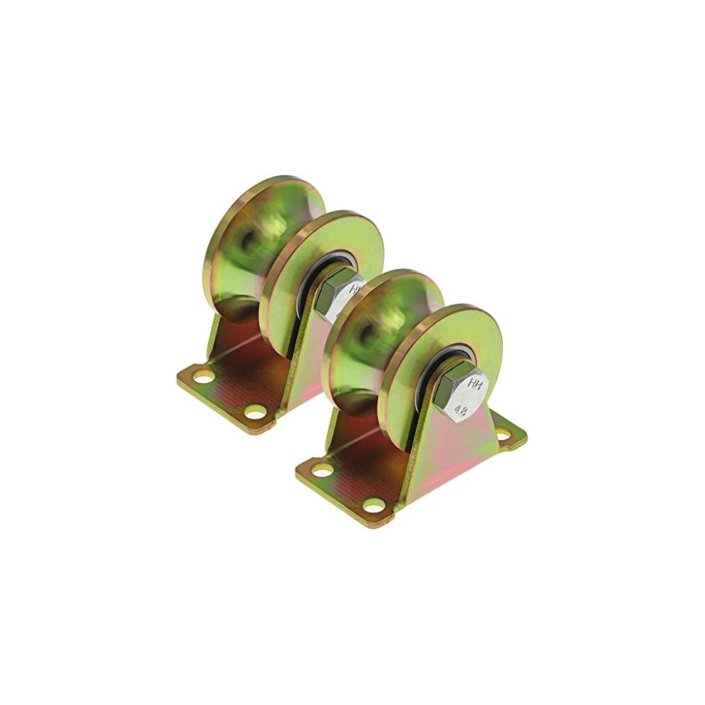 2 Pcs U Groove Gate Wheel Gate Roller Wheel Sliding Gate Wheels 50mm for Inverted Track Industrial Machine Rolling Gate Load Capacity 300kg Per Wheel