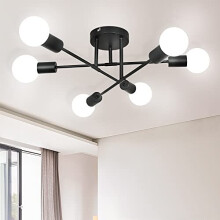 6Light Sputnik Ceiling Light Adjustable Black Metal Ceiling LightModern Industrial ChandelierSemi Flush Mount Ceiling Light for Living