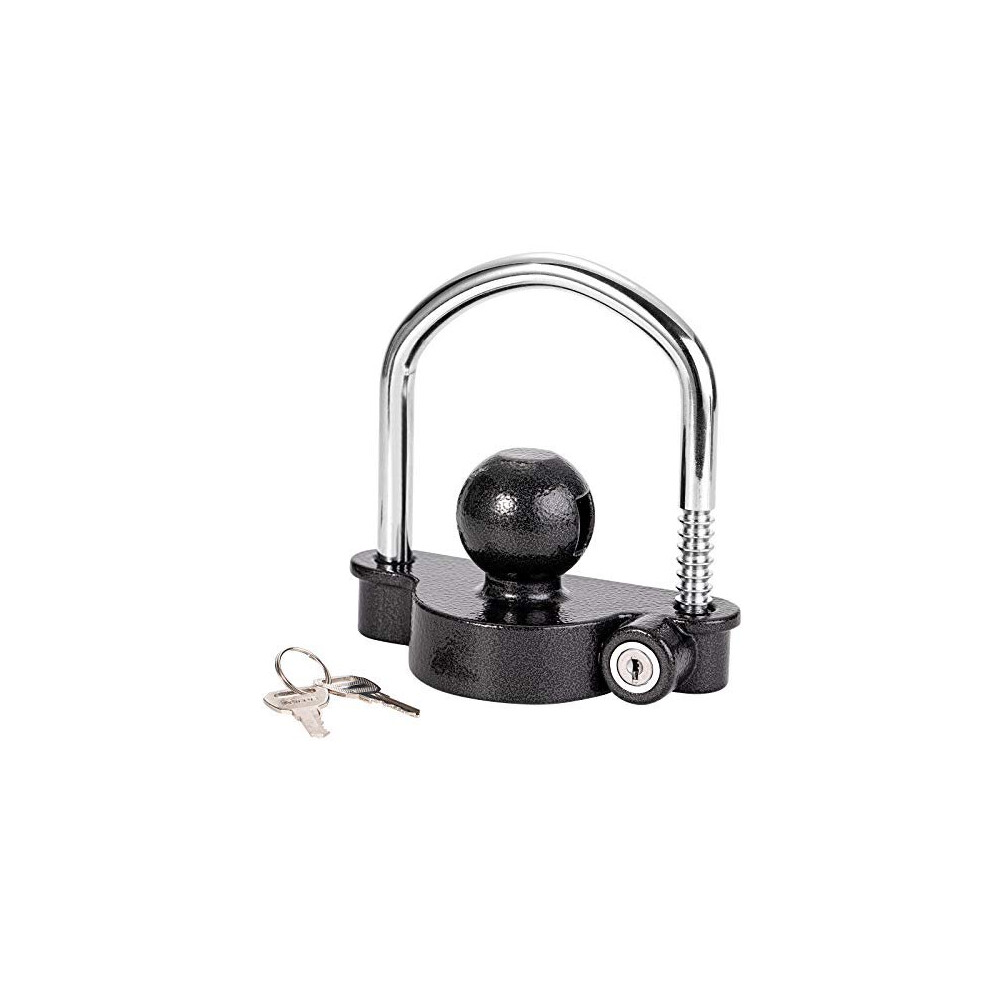 Trailer Hitch Lock Universal Tow Ball Coupler Security Kit Heavy Duty Antitheft Protection For Trailer Caravan Horsebox 2 Keys Black 762409514884