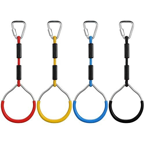 Kids Gymnastic Rings Backyard Playground Play Sets for Obstacle Ring Monkey Ring Climbing Ring Training 4 PCS