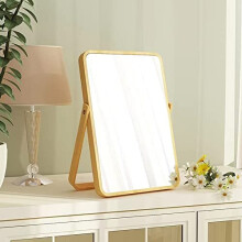 Wooden Vanity Mirror Makeup Mirror Portable Wooden Table Mirror with Stan Folding HD Rectangule Free Standing Travel Bathroom Mirror Desk Mirror White