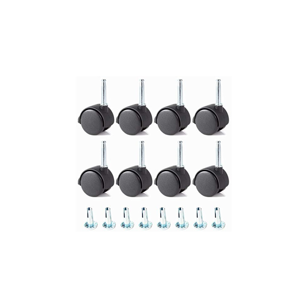 8 Pcs Swivel Stem Castor Wheel 40Mm Twin Castor Wheel With Brake Nylon Caster For Flower Pot Shelf Cabinet Tables And Cribs Load Capacity 25Kg Each 631384982042