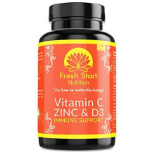 Vitamin C Zinc and Vitamin D Tablets 180 Vegetarian Tablets for Men and Women for Maintenance of Normal Immune System 6 Month Supply Made in The UK by