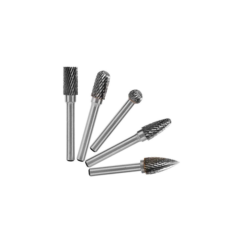 Tungsten Carbide Burr Set 8mm Double Cut Rotary Carving Point Burrs with 6mm Shank Die Grinder Bits Tool Accessories Kit for Woodworking Drilling