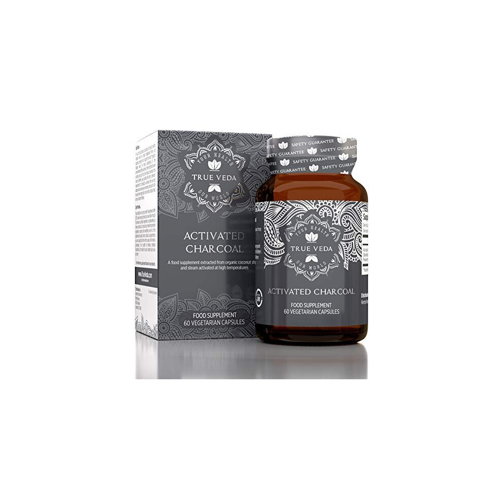 Organic Activated Charcoal Capsules Clean Steam Activated Charcoal Tablets Wild Harvested Organic Coconut Shells Natural Ayurvedic Supplement 60 Vegan