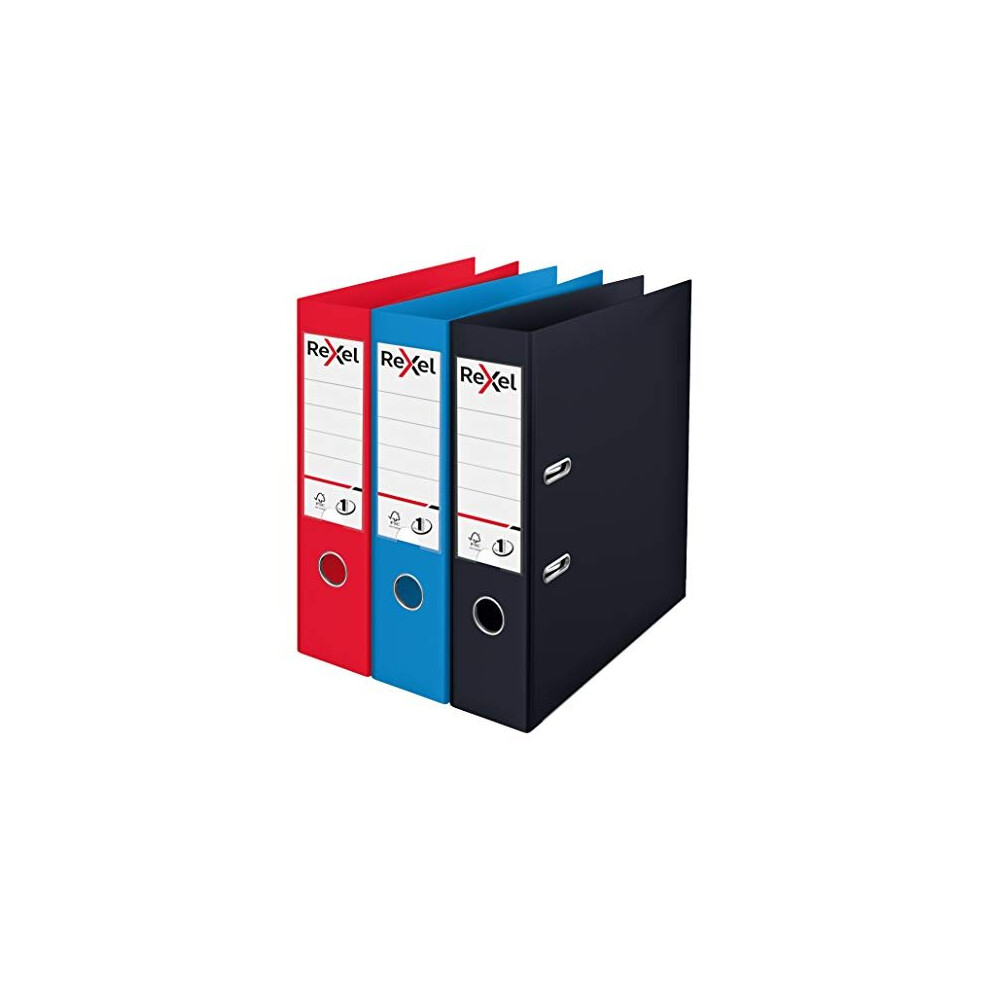 Choices A4 Lever Arch Files 3 File Folders Assorted Black Red And Blue Files