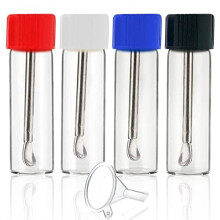 Premium Glass Bottles with Snuff Spoons Mini Funnel Vial Set, Deluxe Storage Travel Dispenser Kit
